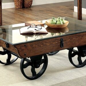 Wrought Iron Rustic Glass Top Coffee Table