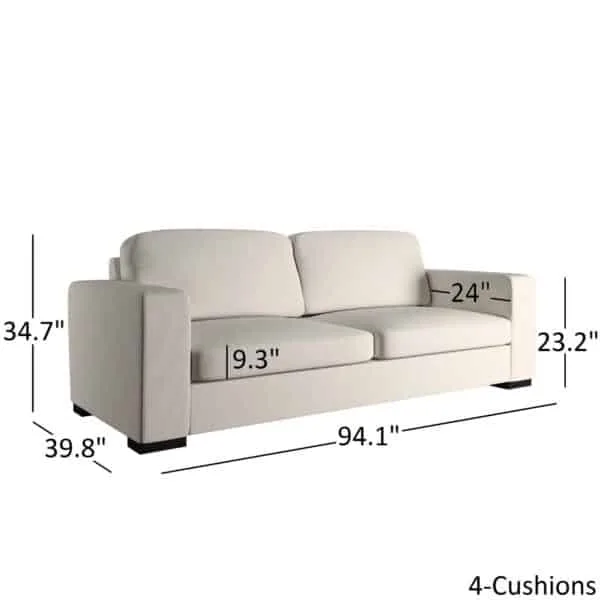 Modern White Fabric Down-filled Sofa