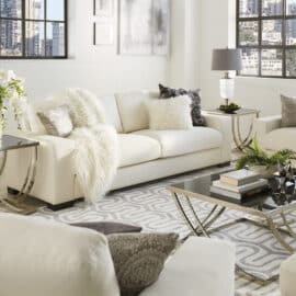 Modern White Fabric Down-filled Sofa