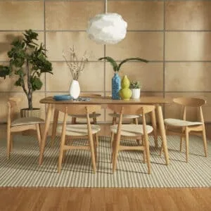 Modern Oak Tapered Dining Set