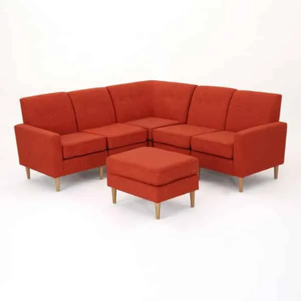 Mid Century Modern 6-piece Fabric Sectional Sofa