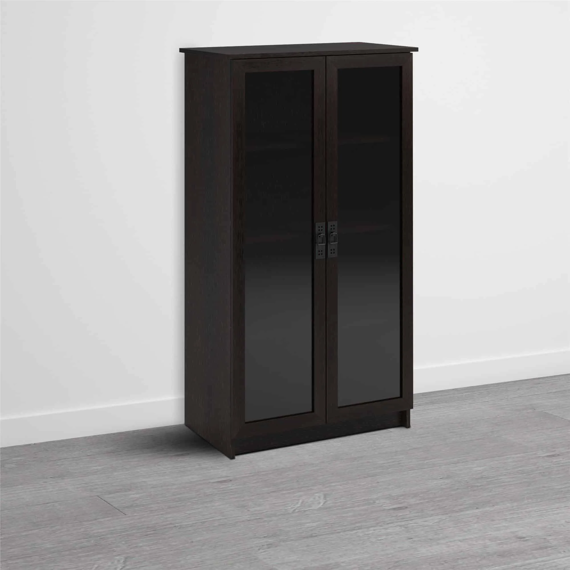 Espresso Glass Door Bookcase