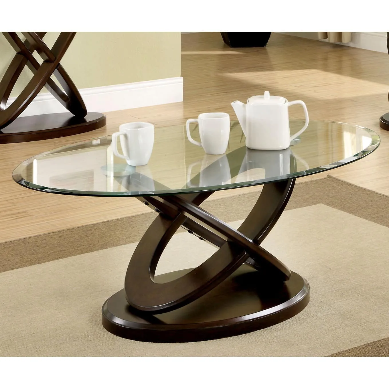 Oval Glass Top Coffee Table