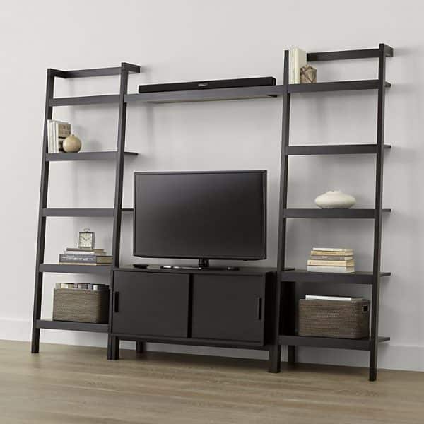 Mocha Media Stand with Media Shelf