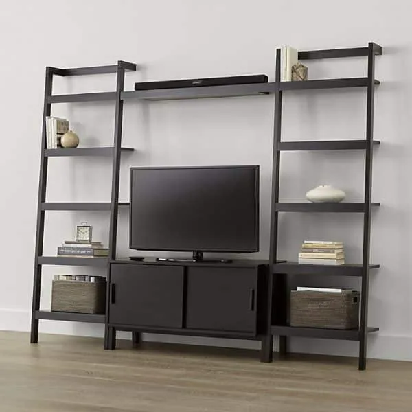 Mocha Media Stand with Media Shelf