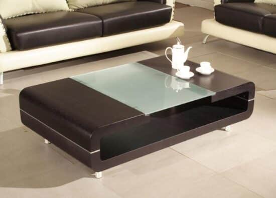 Gloss Curved Coffee Table With Glass Top